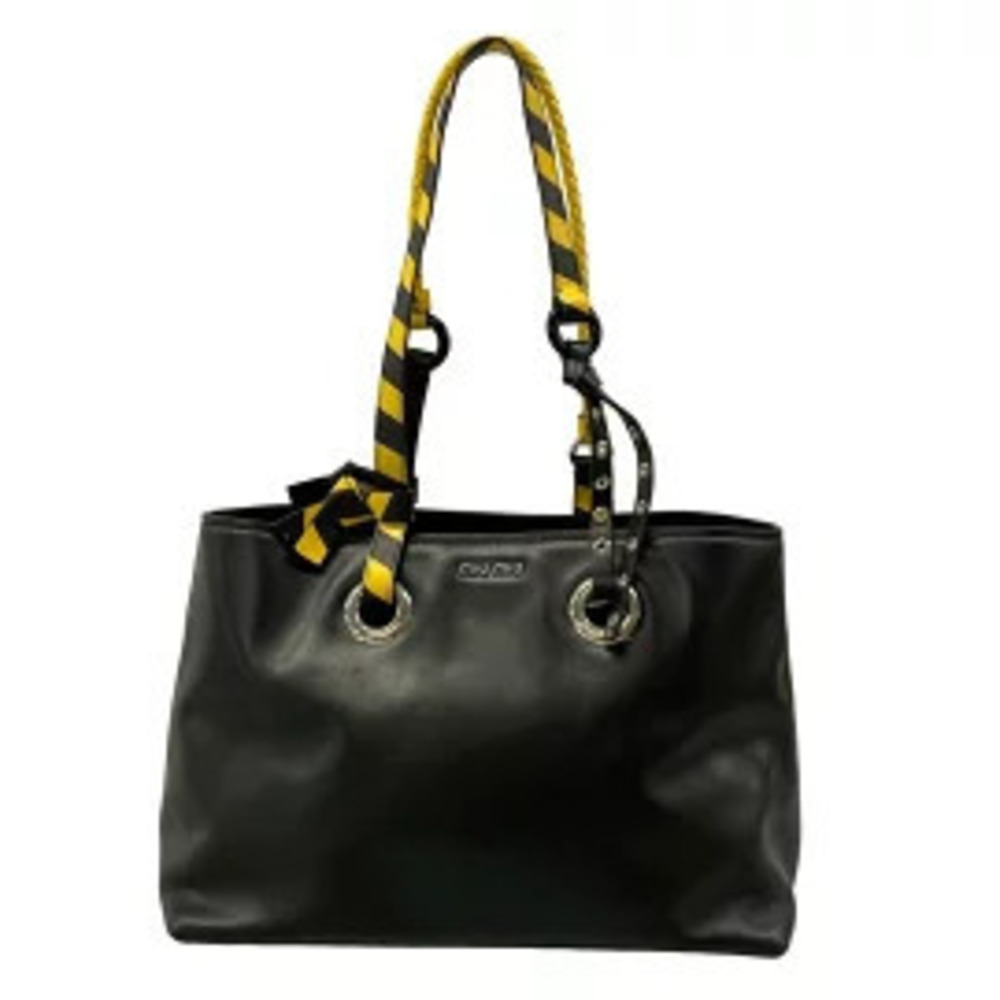 Miu Miu Tote Bag Black Yellow Leather